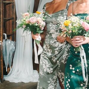 Reformation Floral Satin Dress